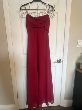 Betsy & Adam Burgundy Spaghetti-Strap Maxi Dress